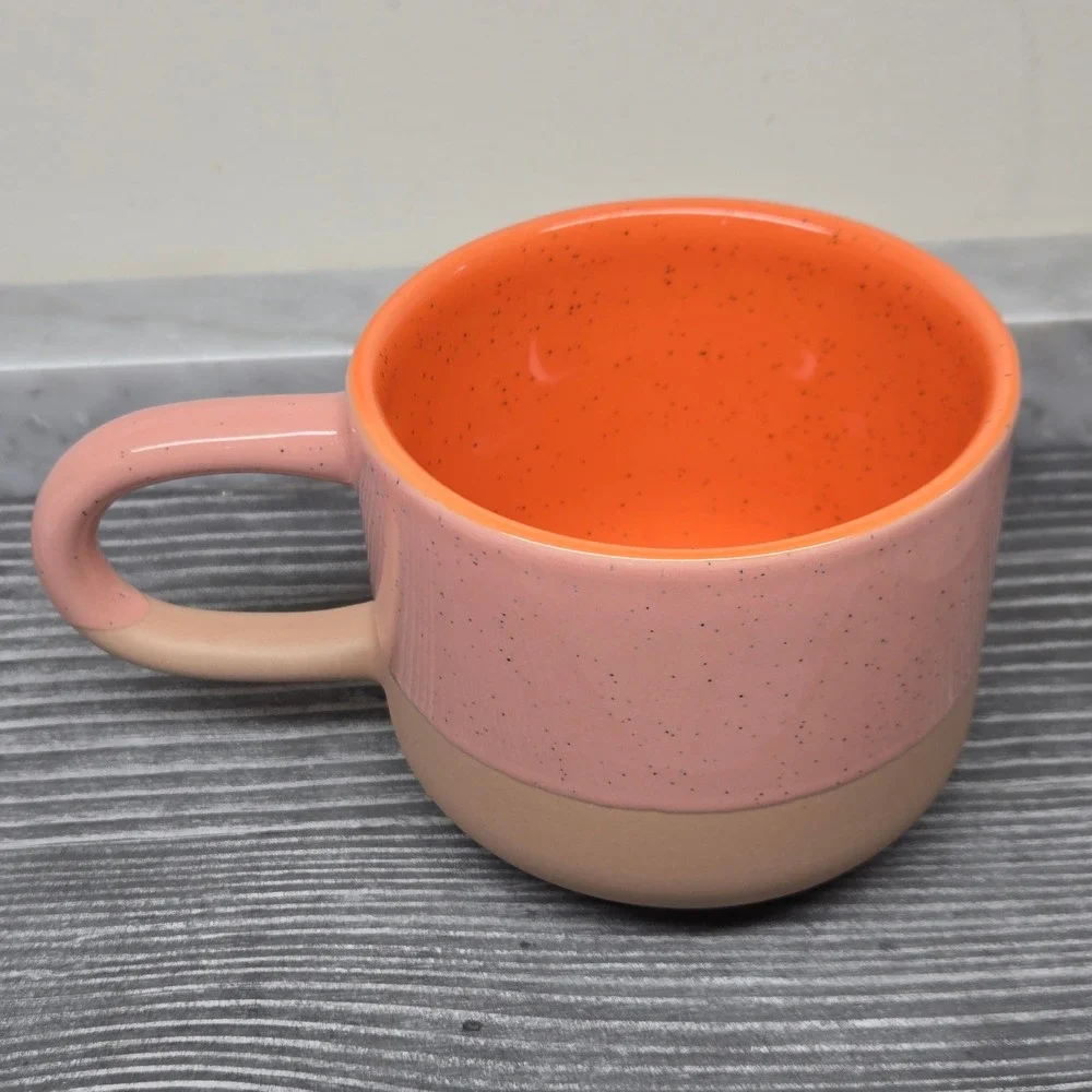 Starbucks 2018 Pink & Orange Speckled Terracotta Coffee Mug, 12oz Tri-Color Logo - Picture 14 of 15
